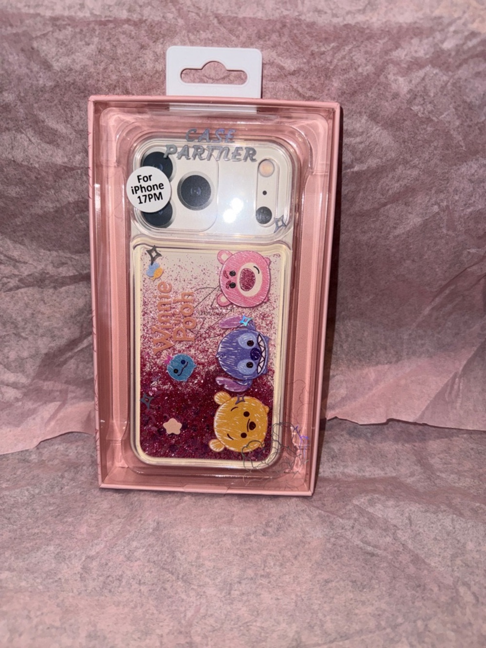 Winnie the Pooh Pink Glitter Liquid iPhone 17 Pro Max Case - Picture 3 of 8